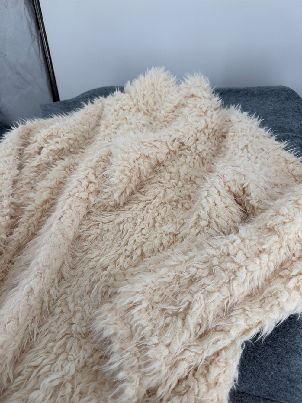 Thread & Supply Plush Teddy Jacket in Cream lined coat jacket Small - Picture 3 of 9